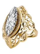 Ring Vintage craft Zircon 14K Yellow gold vrc017y
