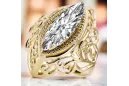 Ring Vintage craft Zircon 14K Yellow gold vrc017y