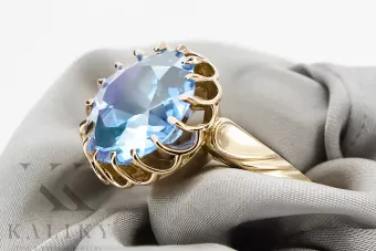 Ring Aquamarin 14 Karat Gelbgold Vintage Stil vrc035y