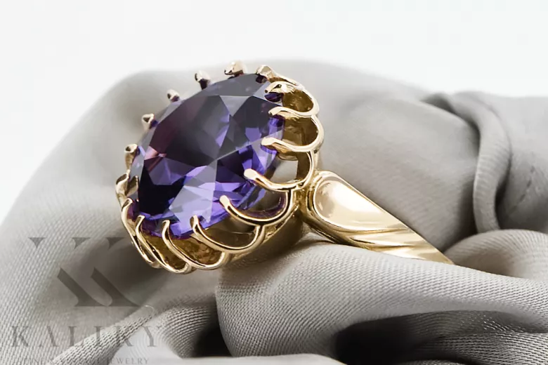 Aleksandryt 14k żółte złoto Pierścionek Styl Vintage vrc035y