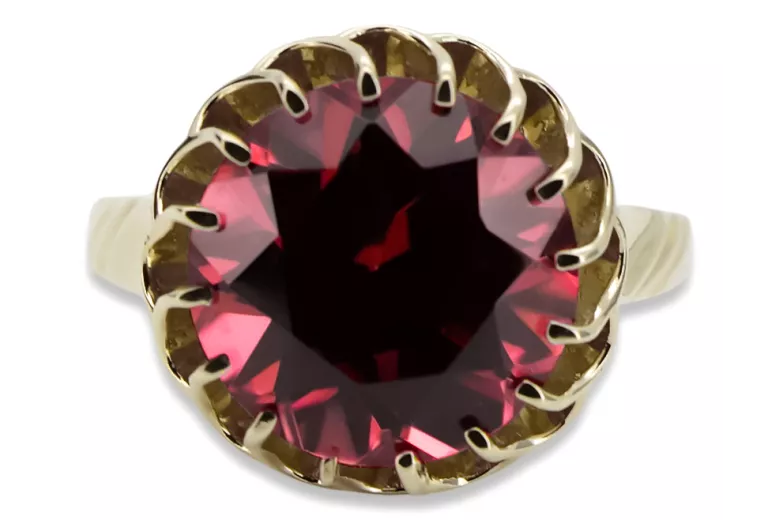 14K Жовте золото Рубін Каблучка Вінтаж вироби vrc035y