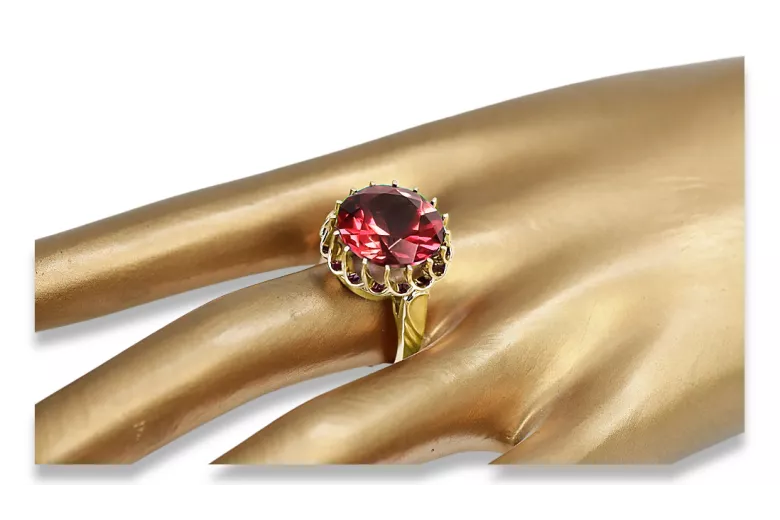 Pierścionek Rubin 14k żółte złoto Klasyczny Vintage vrc035y