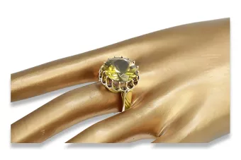 Пръстен Жълт перидот 14K жълто злато Винтидж стил vrc035y