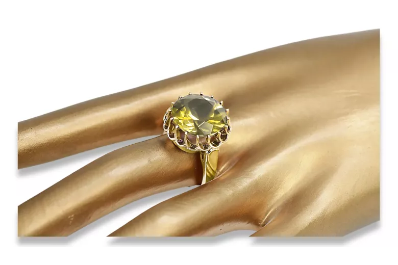 14k żółte złoto Żółty Perydot Pierścionek Styl Vintage vrc035y