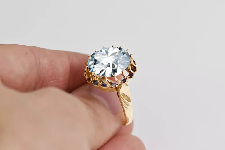 Inel Zircon Aur galben 14K Vintage bijuterii vrc035y
