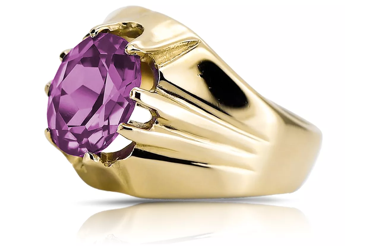 Amatista Oro amarillo de 14 quilates Anillo Artesanía vintage vrc016y
