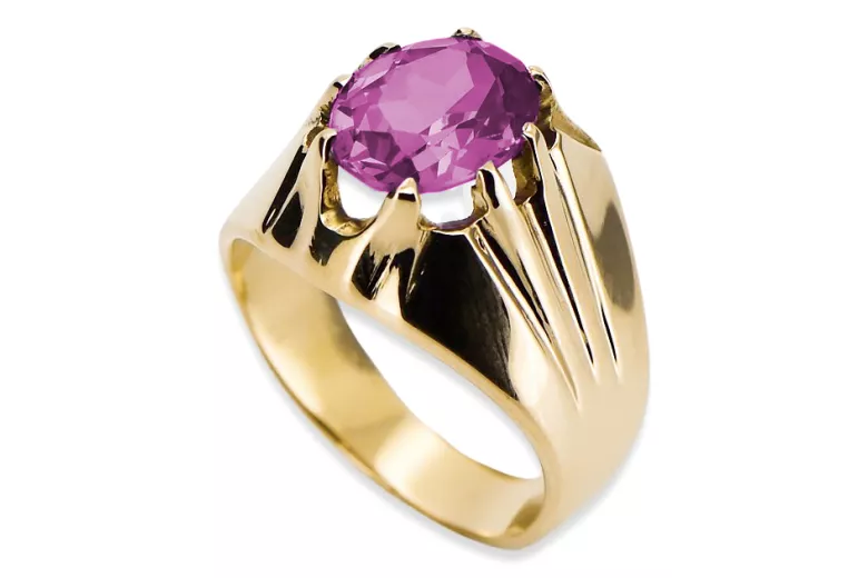 Ring Amethyst 14K Yellow gold Vintage craft vrc016y