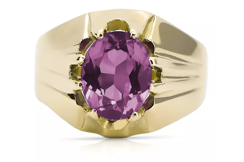 Ring Amethyst 14K Yellow gold Vintage craft vrc016y