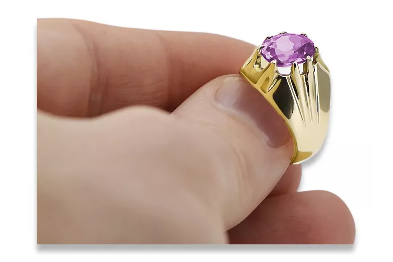 Ring Amethyst 14K Yellow gold Vintage craft vrc016y
