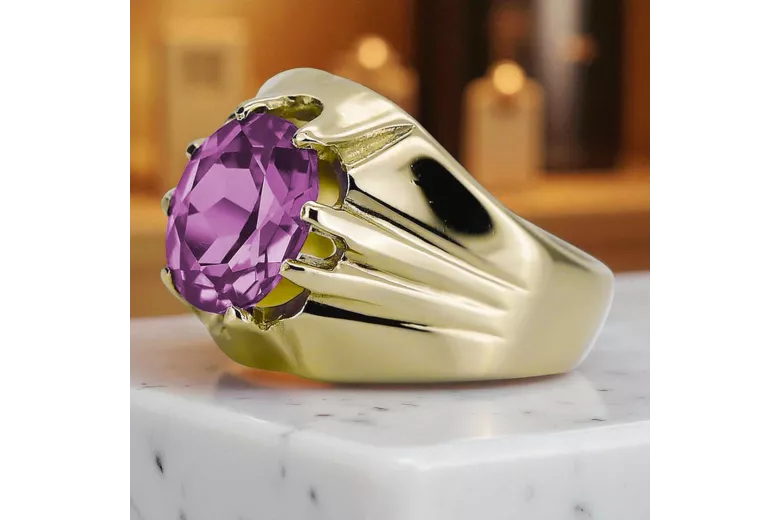 Or jaune 14 carats Améthyste Anneau Vintage vrc016y