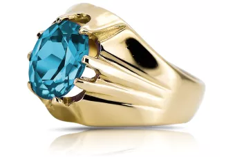 Oro amarillo de 14 quilates Aguamarina Anillo Artesanía vintage vrc016y