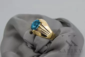 Anneau Aigue-marine Or jaune 14 carats Artisanat vintage vrc016y