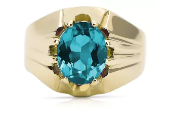 Oro amarillo de 14 quilates Aguamarina Anillo Artesanía vintage vrc016y