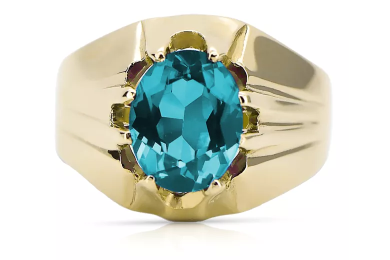 Aquamarine 14K Yellow gold Ring Vintage craft vrc016y