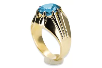 Oro amarillo de 14 quilates Aguamarina Anillo Artesanía vintage vrc016y