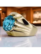 Oro amarillo de 14 quilates Aguamarina Anillo Artesanía vintage vrc016y