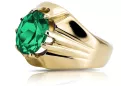 Emerald 14K Yellow gold Ring Vintage craft vrc016y