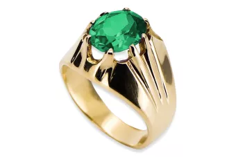 خاتم الزمرد 14 كارت من الذهب الأصفر حرف يدوية فينتاج vrc016y