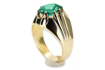 Or jaune 14 carats Émeraude Anneau Style vintage vrc016y