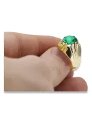 خاتم الزمرد 14 كارت من الذهب الأصفر حرف يدوية فينتاج vrc016y