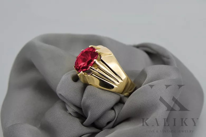 14k żółte złoto Rubin Pierścionek Vintage Biżuteria vrc016y