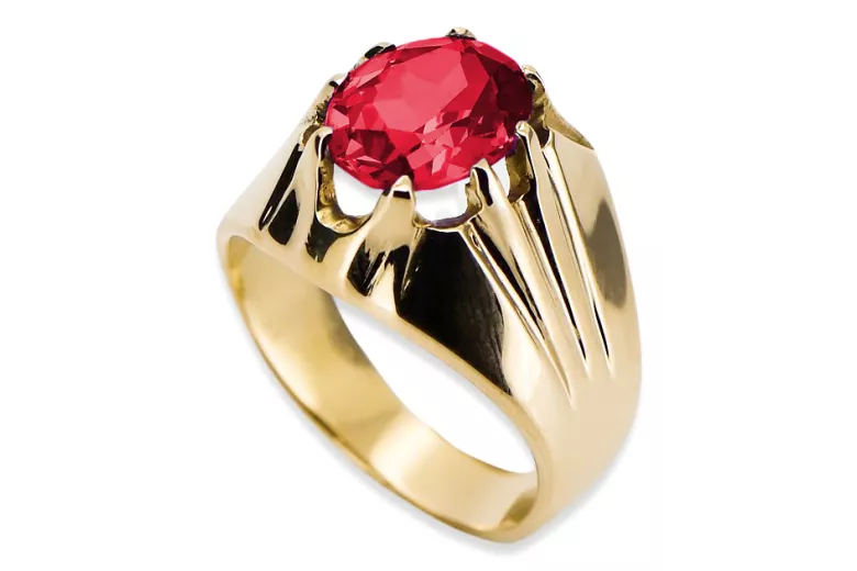 Rubinrot 14 Karat Gelbgold Ring Vintage Stil vrc016y