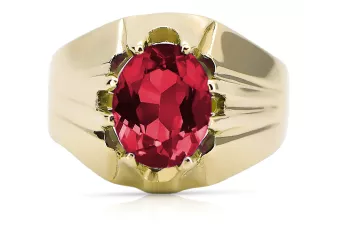 Rubinrot 14 Karat Gelbgold Ring Vintage Stil vrc016y