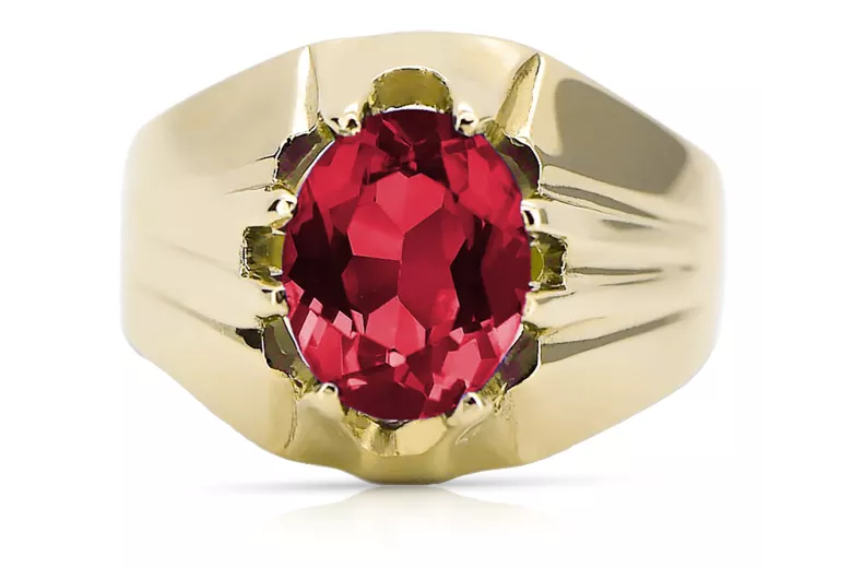 Rubinrot 14 Karat Gelbgold Ring Vintage Stil vrc016y