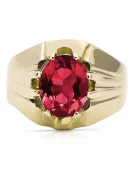 14k żółte złoto Rubin Pierścionek Vintage Biżuteria vrc016y