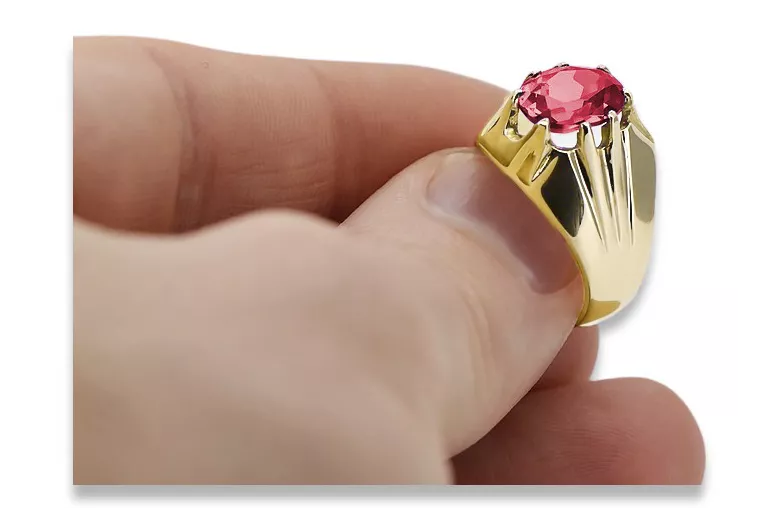 Rubinrot 14 Karat Gelbgold Ring Vintage Stil vrc016y
