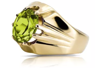 Žiedas Geltonasis peridotas 14k geltono aukso Vintažiniai amatai vrc016y