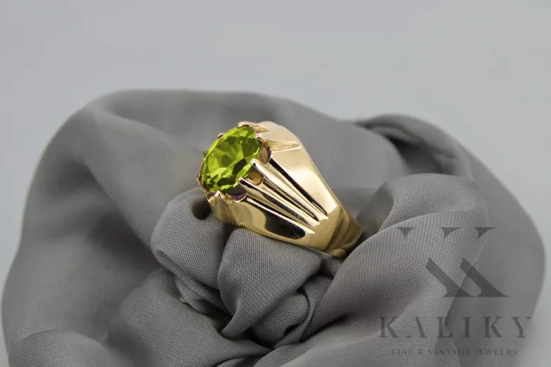 Ring Vintage Stil Gelber Peridot 14 Karat Gelbgold vrc016y