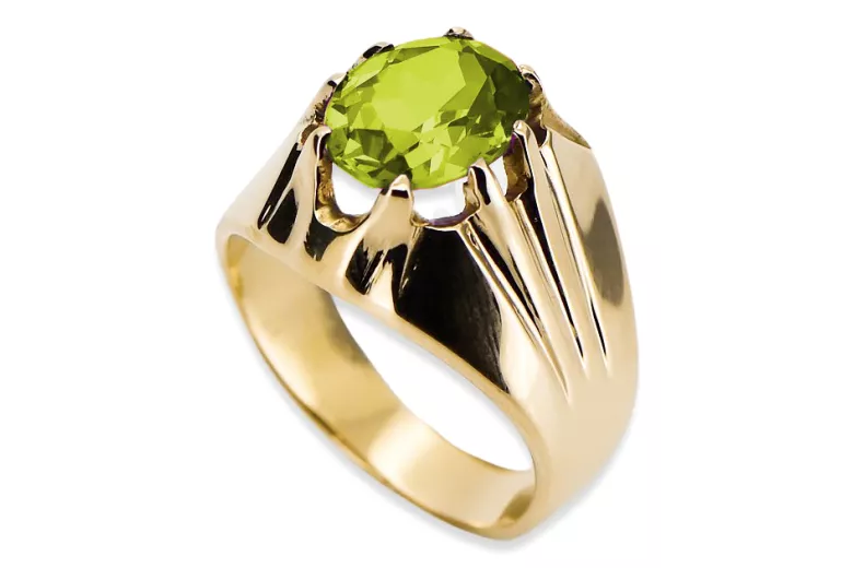 Ring Vintage Stil Gelber Peridot 14 Karat Gelbgold vrc016y