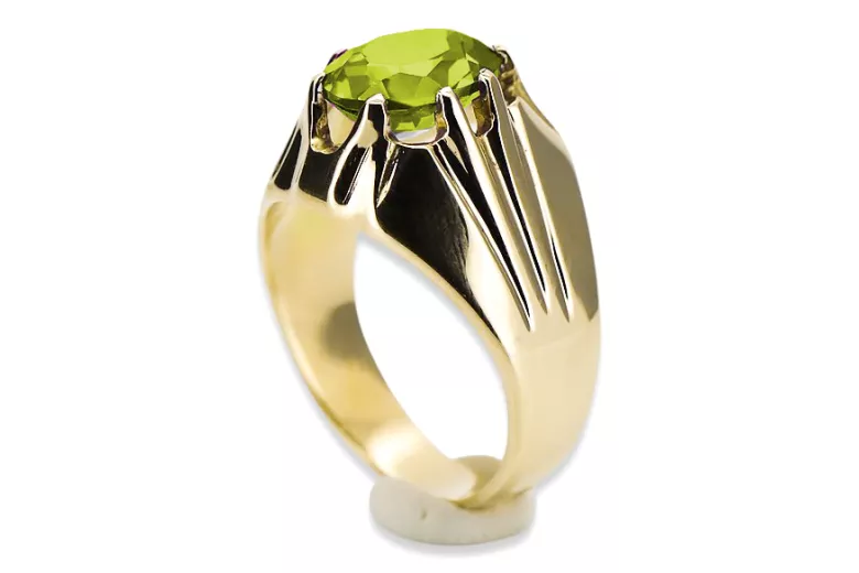Žiedas Geltonasis peridotas 14k geltono aukso Vintažiniai amatai vrc016y