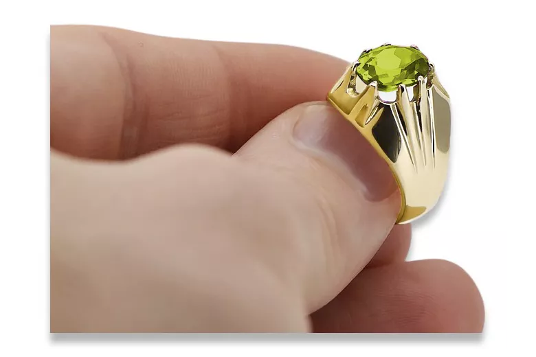 Ring Vintage Stil Gelber Peridot 14 Karat Gelbgold vrc016y