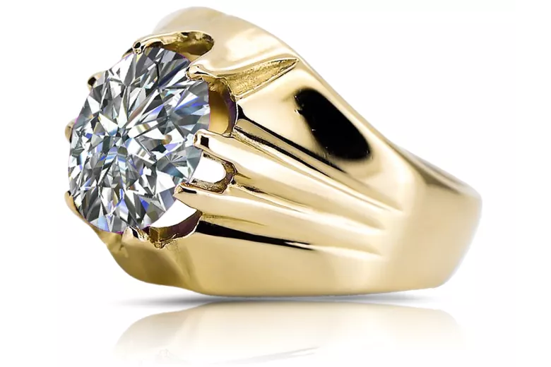 Zircon Or jaune 14 carats Anneau Style vintage vrc016y