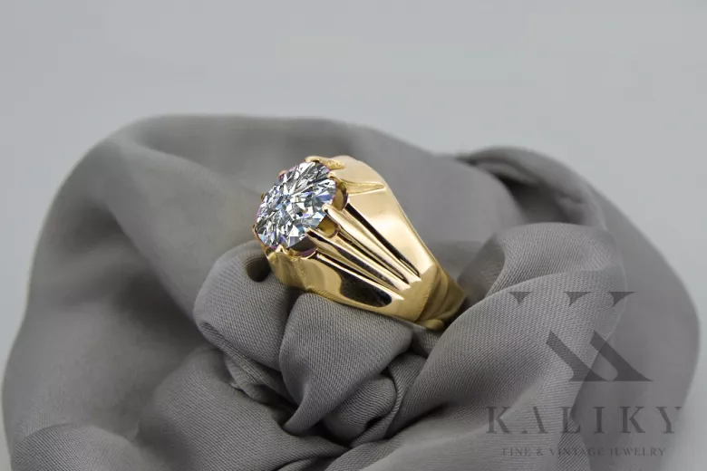 Каблучка Вінтаж Циркон 14K Жовте золото vrc016y