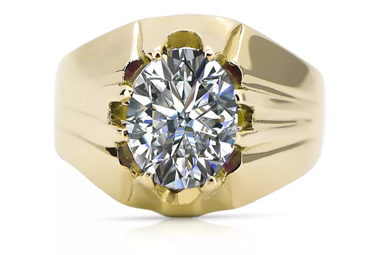 Zircon 14K Yellow gold Ring Vintage style vrc016y