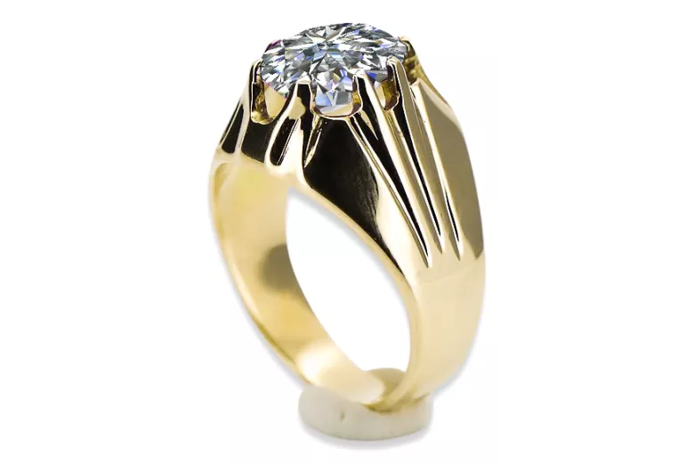 Zircon 14K Yellow gold Ring Vintage style vrc016y