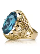 Aquamarine 14K Yellow gold Ring Vintage style vrc020y