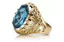 Aquamarine 14K Yellow gold Ring Vintage style vrc020y