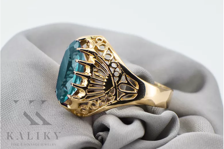 Vintage style  Akvamarín 14k žluté zlato vrc020y