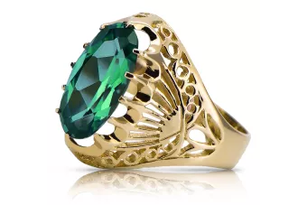Szmaragd 14k żółte złoto Pierścionek Vintage vrc020y