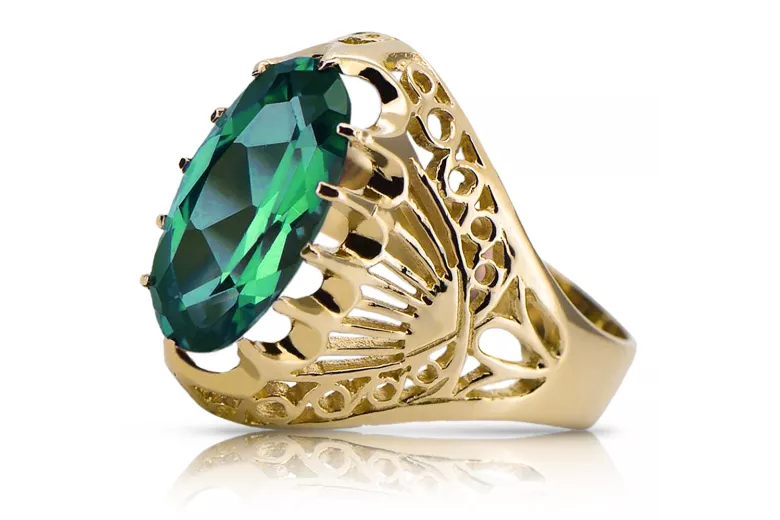 Vintage Anneau Émeraude Or jaune 14 carats vrc020y