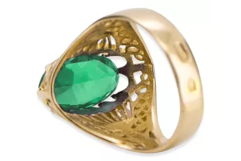 خاتم الزمرد 14 كارت من الذهب الأصفر أسلوب فينتاج vrc020y