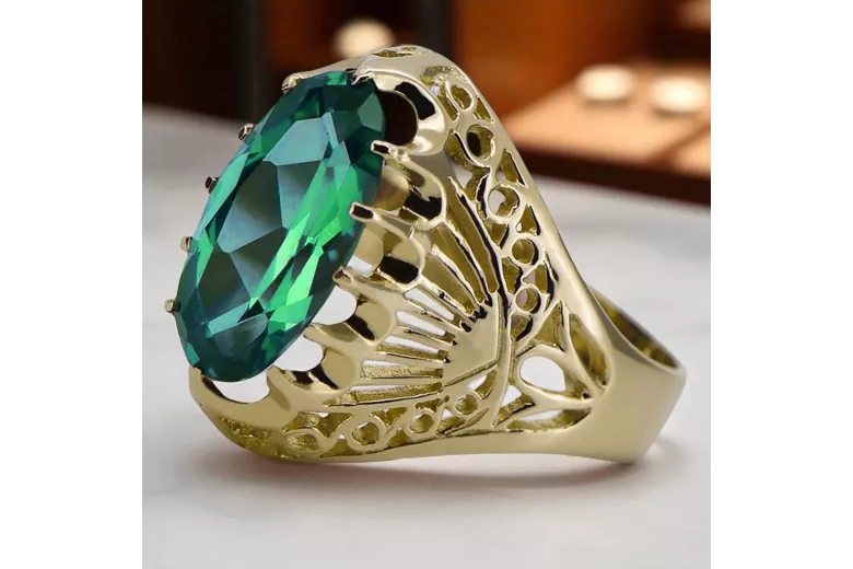 Ring Vintage Jewlery Emerald 14K Yellow gold vrc020y