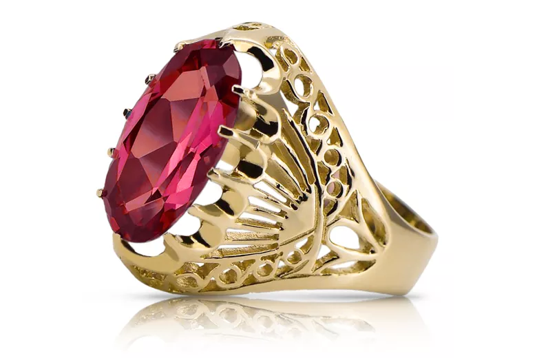 Ring Ruby 14K Yellow gold Vintage style vrc020y