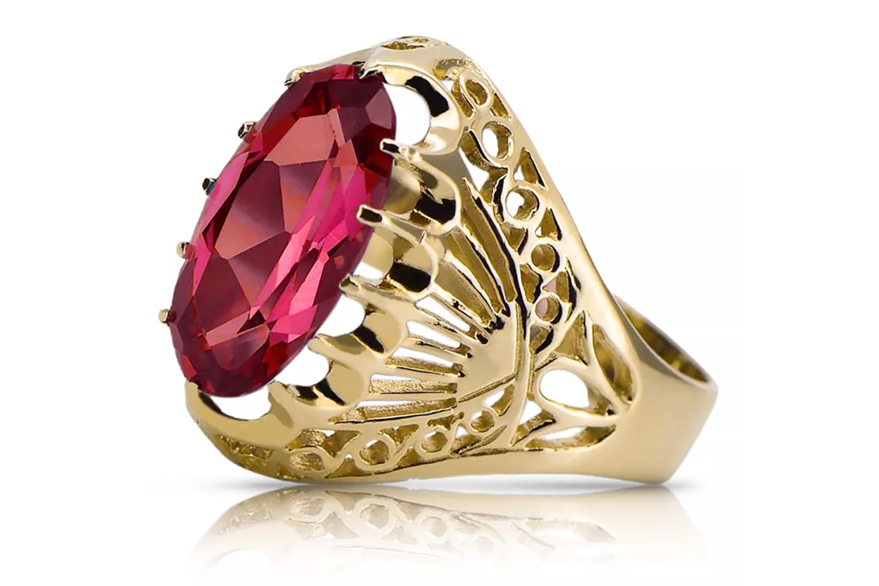 Anneau Style vintage Rubis Or jaune 14 carats vrc020y