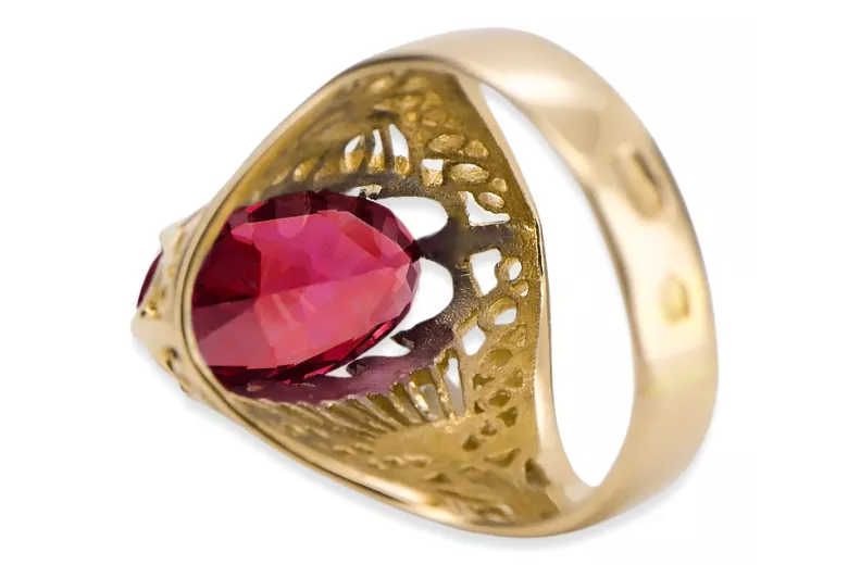 Anneau Style vintage Rubis Or jaune 14 carats vrc020y