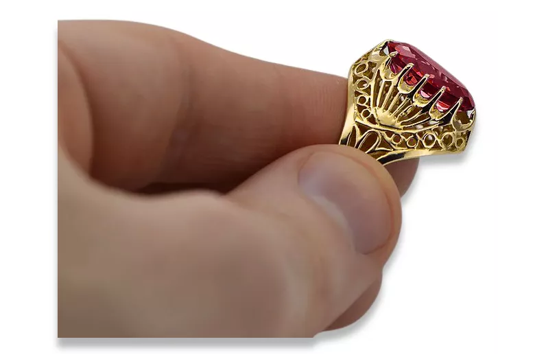Rubinrot 14 Karat Gelbgold Ring Vintage Stil vrc020y